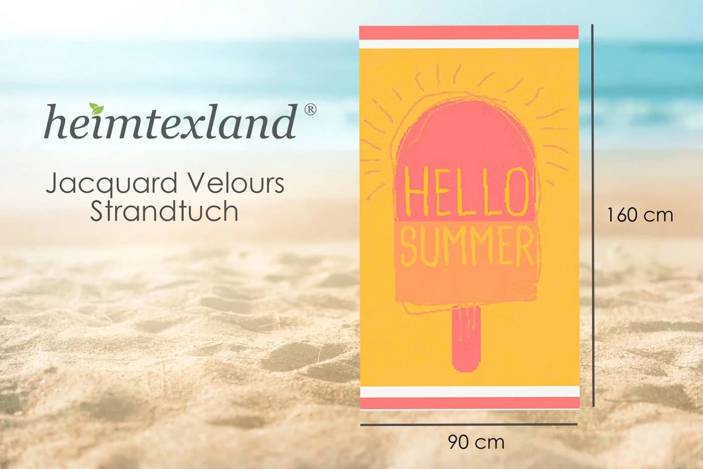 heimtexland Strandtuch XL 90x160 cm Jacquard Velours Bunt