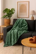 heimtexland Wohndecke Soft Flanell Kuscheldecke Waldgrün Rautenmuster Bild 1