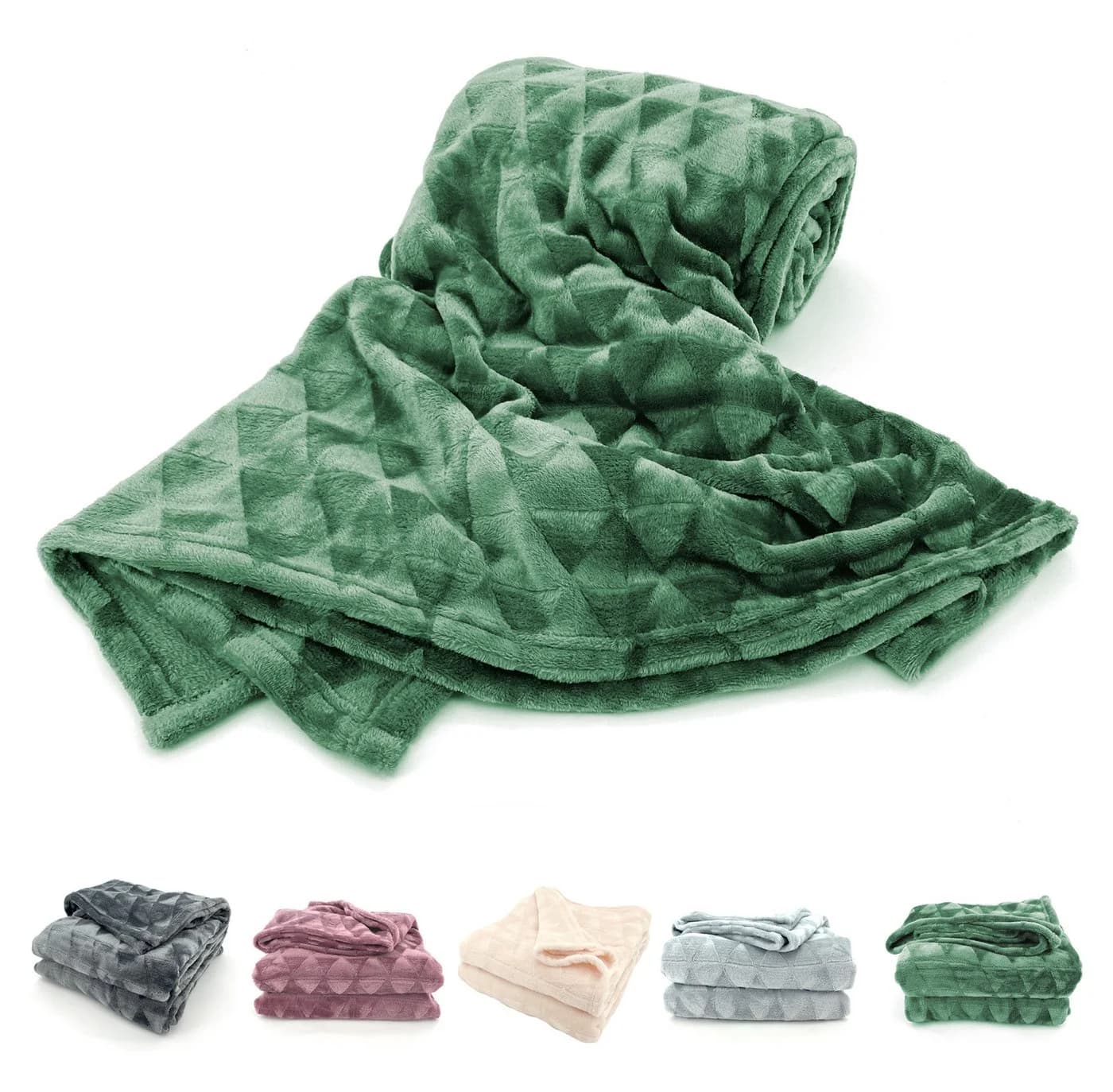 heimtexland Wohndecke Soft Flanell Kuscheldecke Waldgrün Rautenmuster - Bild 2