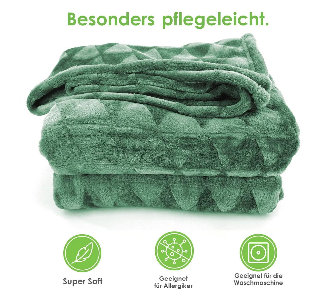 heimtexland Wohndecke Soft Flanell Kuscheldecke Waldgrün Rautenmuster - Bild 3