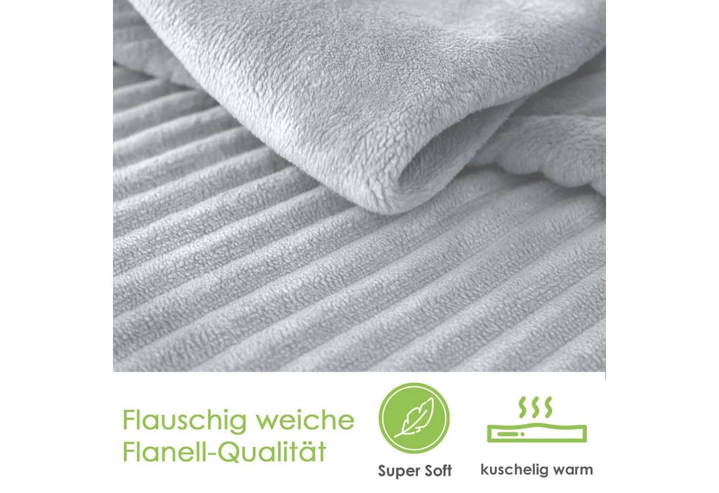 heimtexland Cashmere Touch Wende Bettwäsche Cord-Optik Silber Microfaser 2-teilig 135x200 - Bild 3
