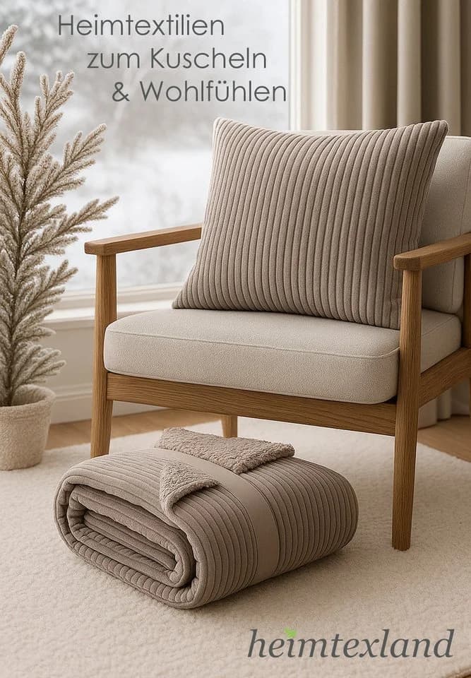 heimtexland Super Soft Cord Kissenbezug 45x45 cm Taupe - Bild 4