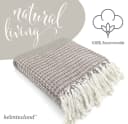 heimtexland Strickdecke Boho 100% Baumwolle Beige mit Fransen Bild 1