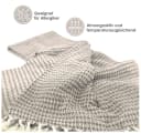 heimtexland Strickdecke Boho 100% Baumwolle Beige mit Fransen Bild 4