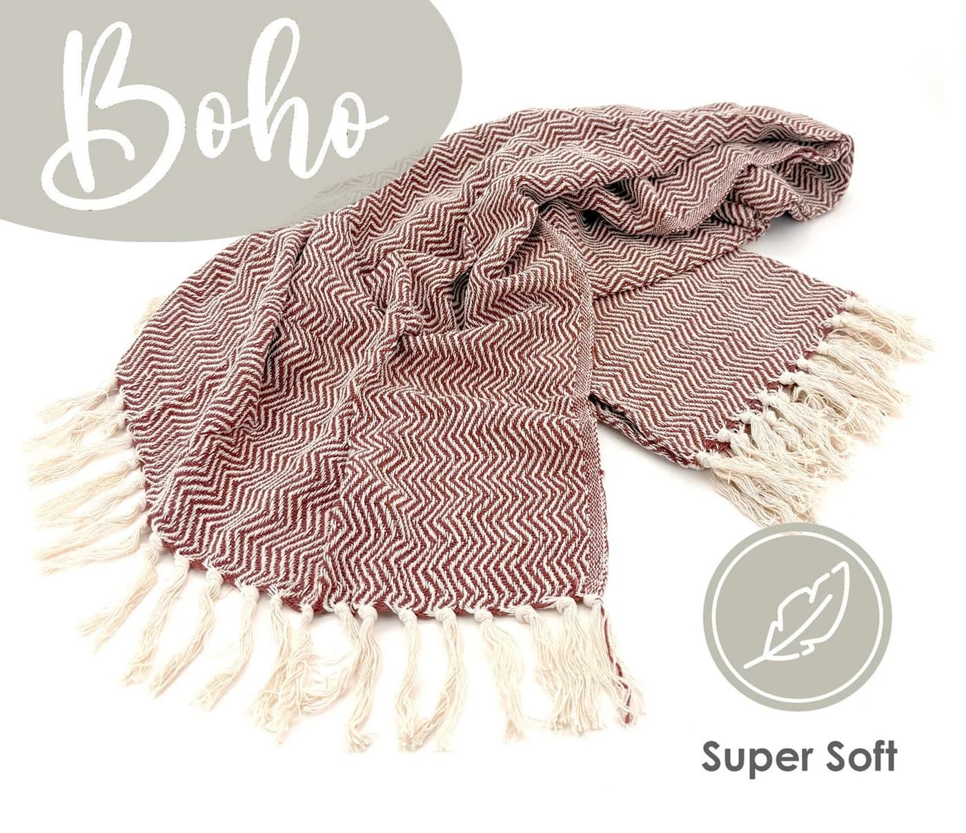 heimtexland Strickdecke Boho 100% Baumwolle Rot 180x130 cm - Bild 3