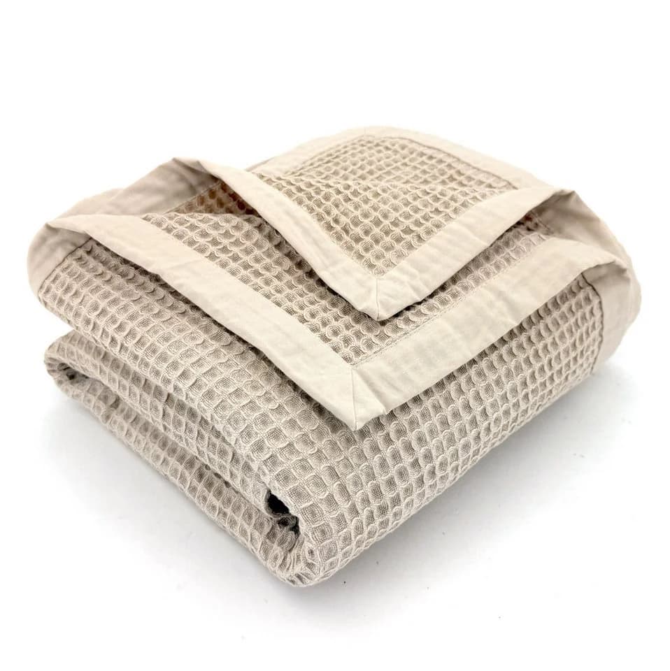heimtexland Wohndecke Waffelpique Sommerbettdecke Baumwolle Beige - Bild 2