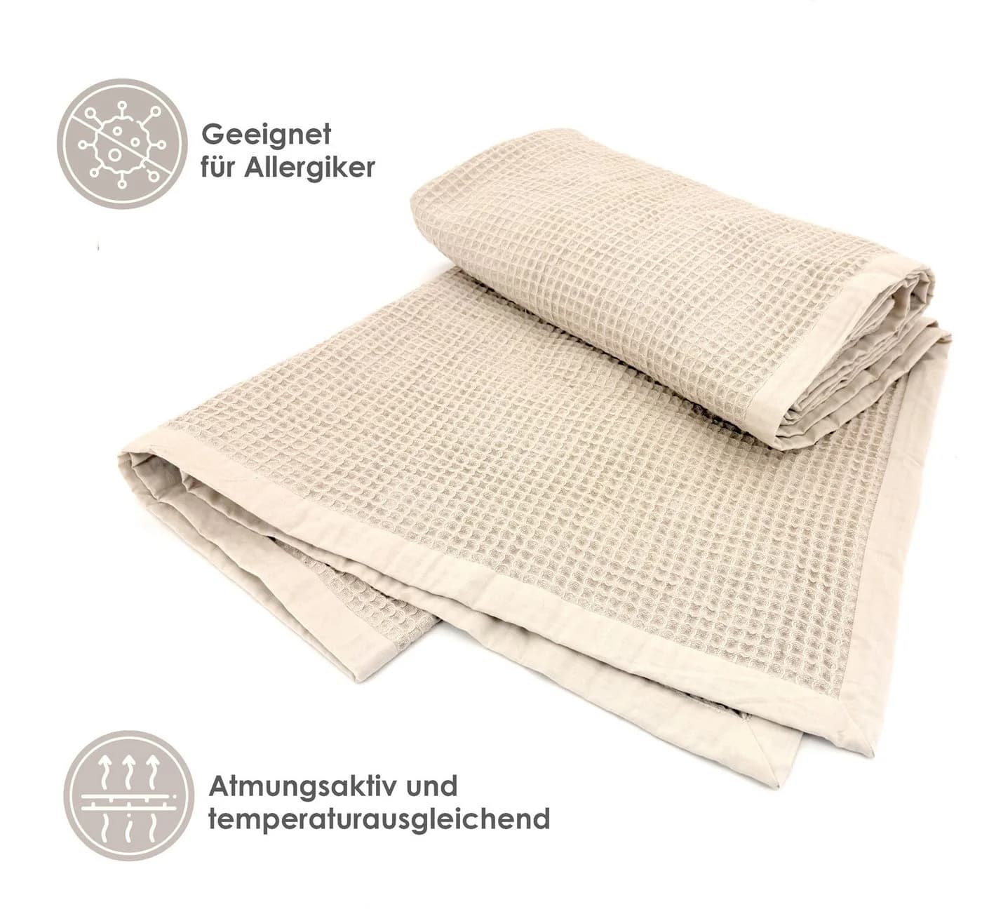 heimtexland Wohndecke Waffelpique Sommerbettdecke Baumwolle Beige - Bild 3