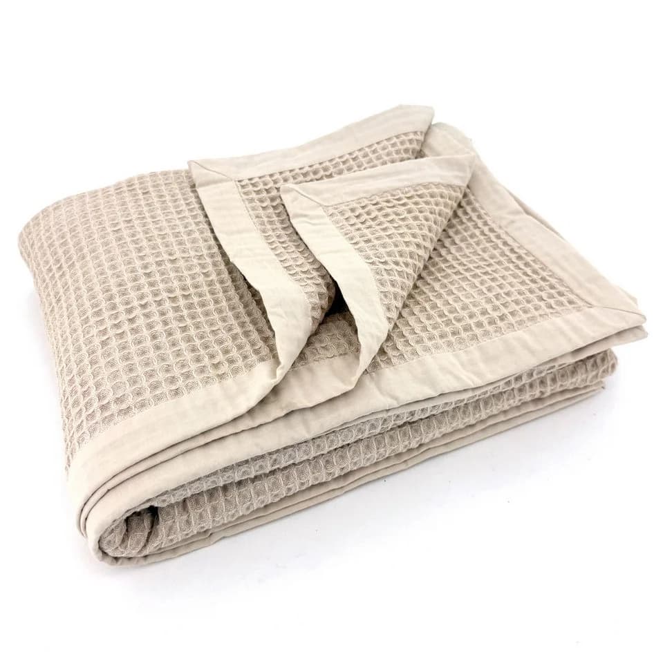 heimtexland Wohndecke Waffelpique Sommerbettdecke Baumwolle Beige - Bild 5
