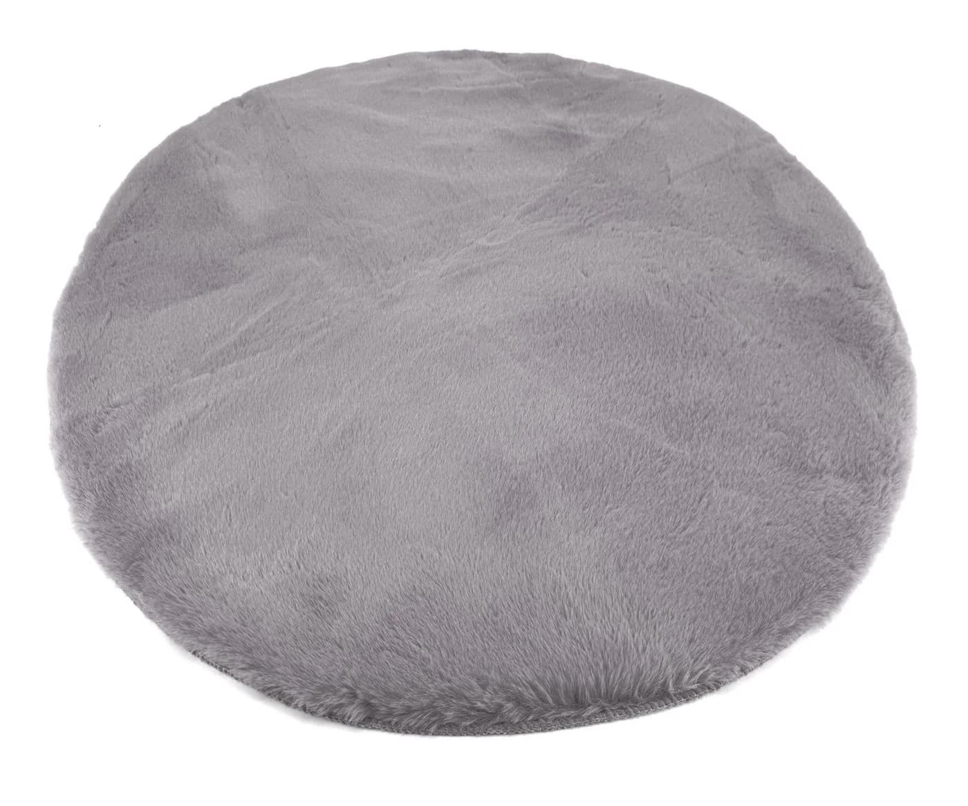 heimtexland Fellteppich Rabbit 90 rund Grau Hochflor - Bild 2