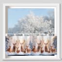 heimtexland Weihnachtsgardine 45x120 cm Satin Blickdicht Schlaufen Hirsche im Schnee Bild 1