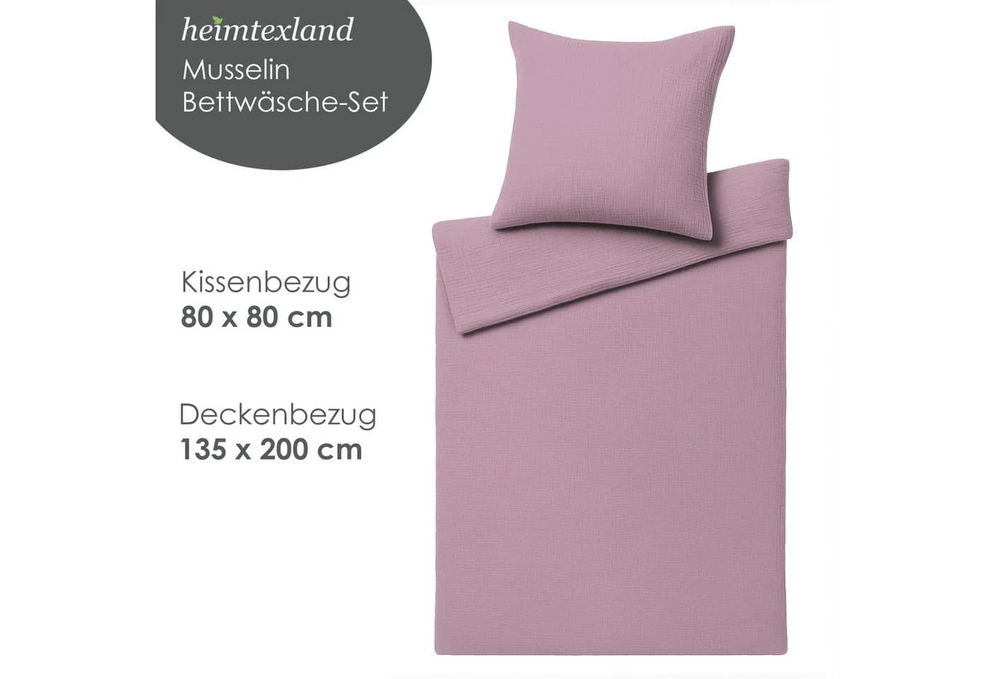 heimtexland Musselin Bettwäsche Set 135x200 cm Violett 100% Baumwolle - Bild 4