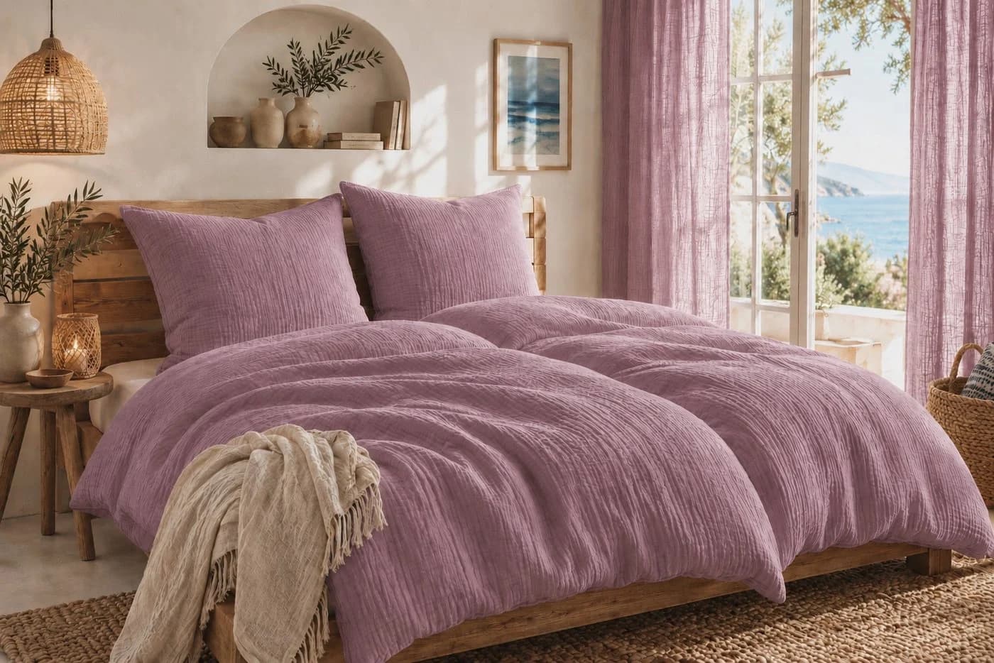 heimtexland Musselin Bettwäsche Set 135x200 cm Violett 100% Baumwolle - Bild 5