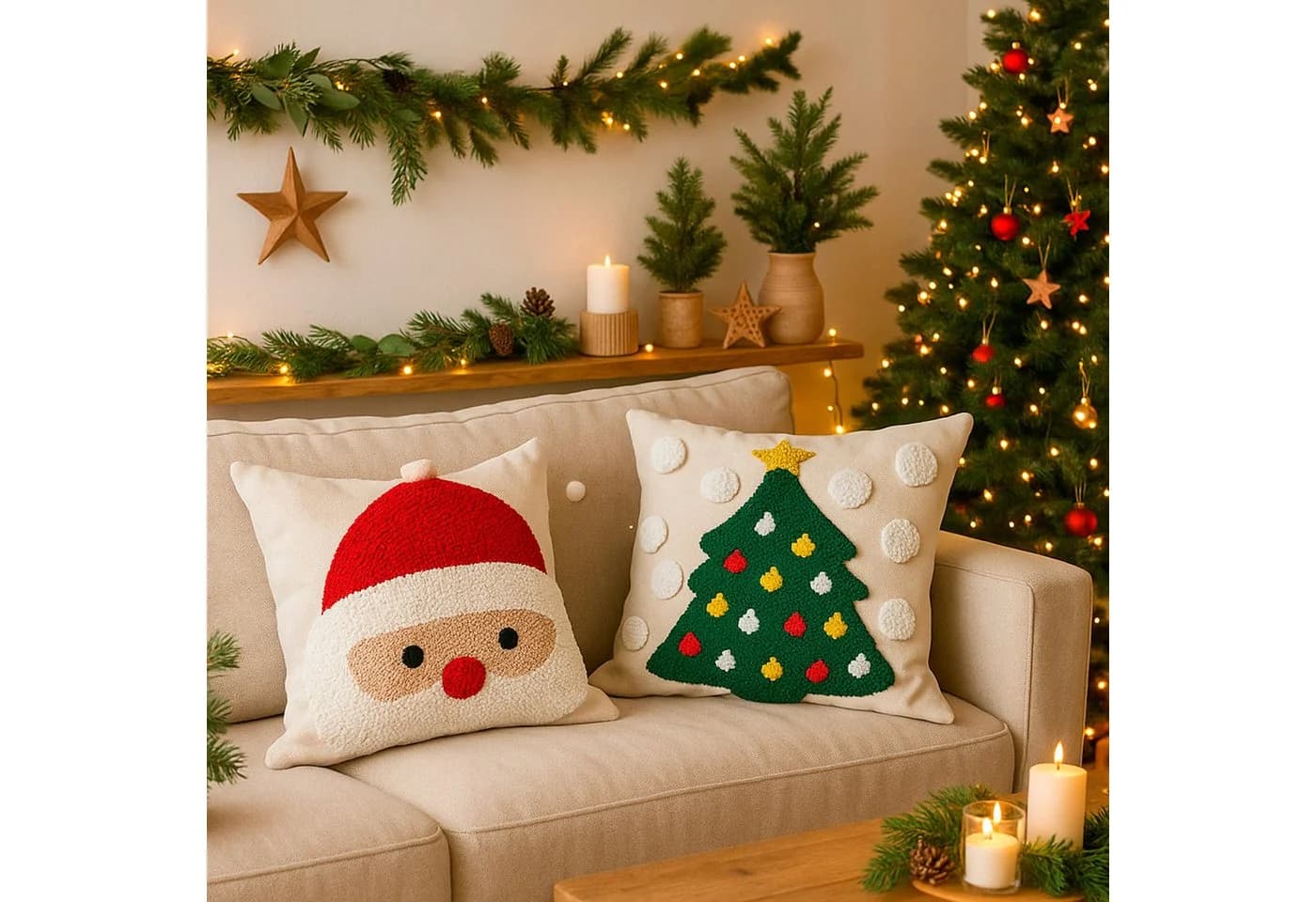 heimtexland Weihnachtsdeko Kissenhülle Beige/Bunt Polycotton