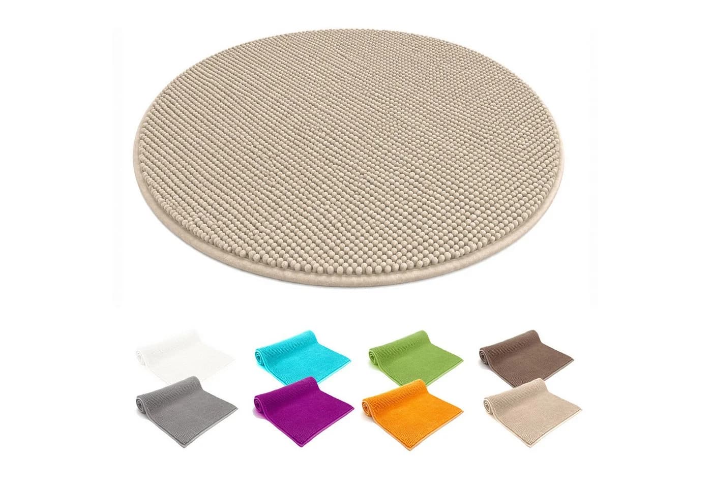 heimtexland Badematte Chenille Badvorleger Rund 60 cm Beige - Bild 2