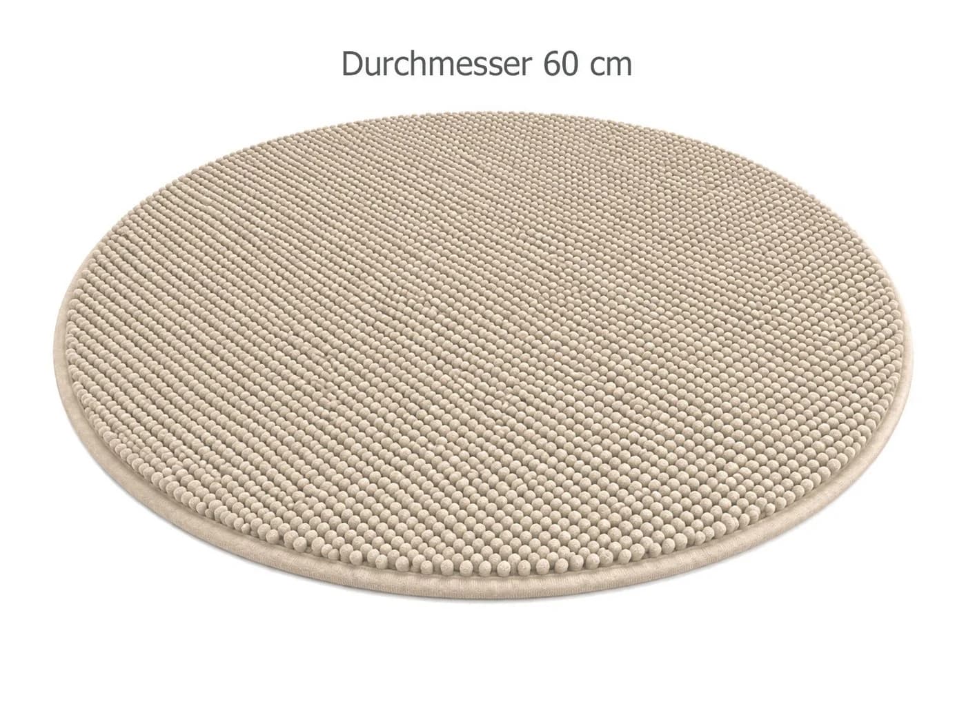 heimtexland Badematte Chenille Badvorleger Rund 60 cm Beige - Bild 3