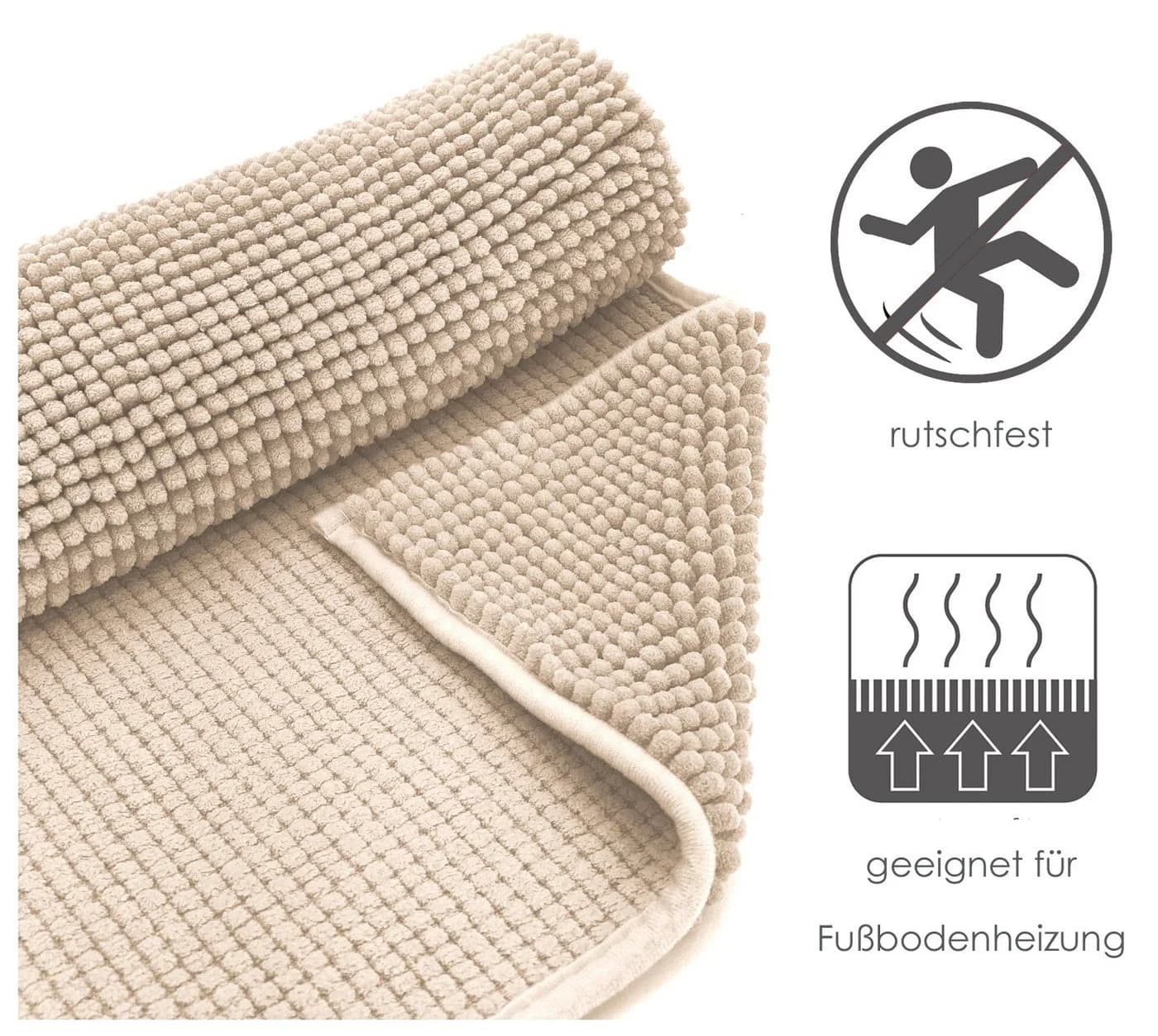 heimtexland Badematte Chenille Badvorleger Rund 60 cm Beige - Bild 4