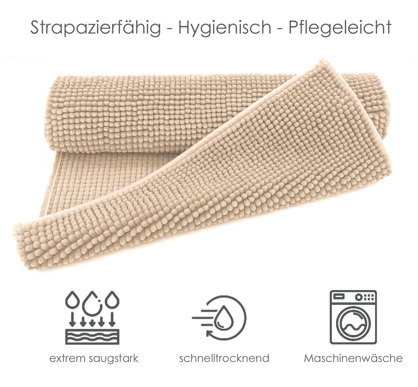heimtexland Badematte Chenille Badvorleger Rund 60 cm Beige - Bild 5