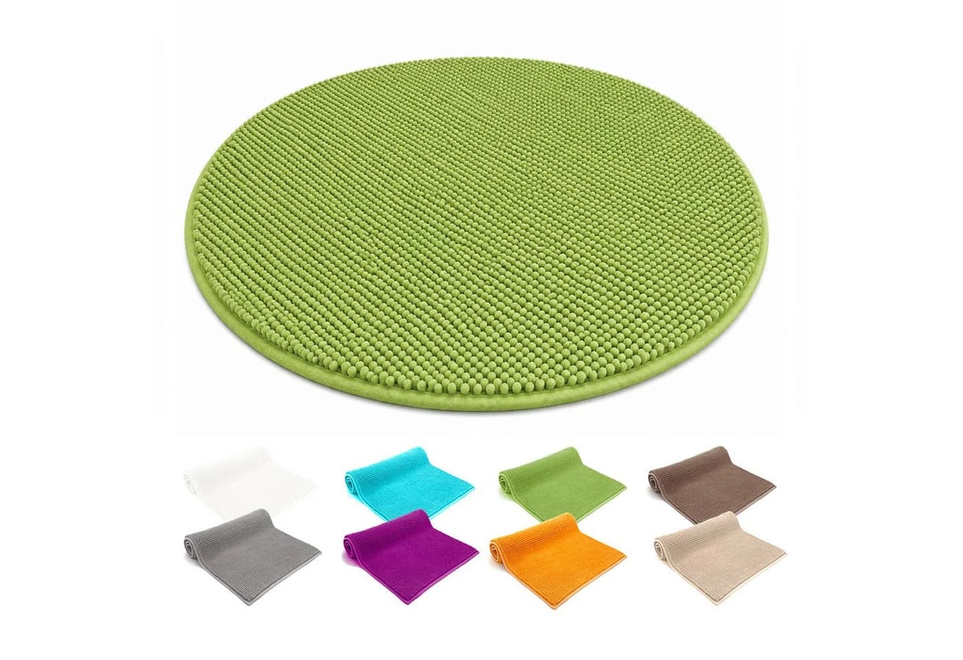 heimtexland Badematte Chenille Rund 60 cm Grün Rutschfest - Bild 2