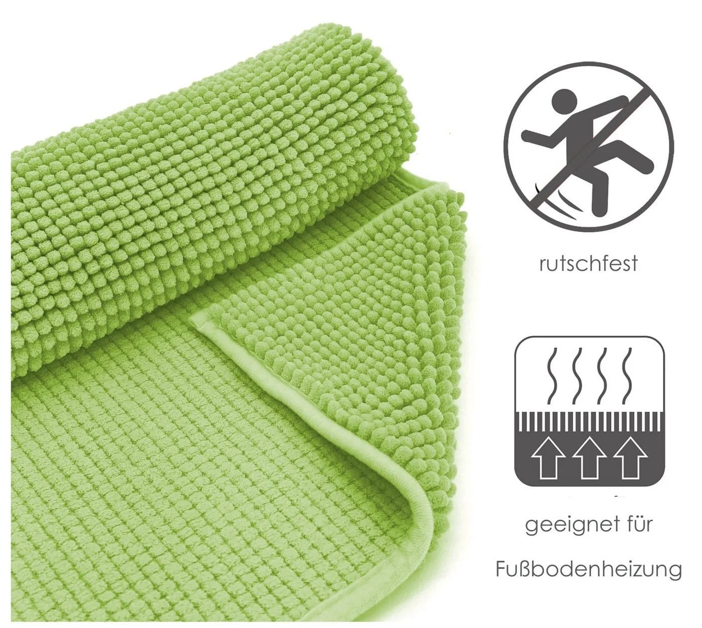heimtexland Badematte Chenille Rund 60 cm Grün Rutschfest - Bild 4