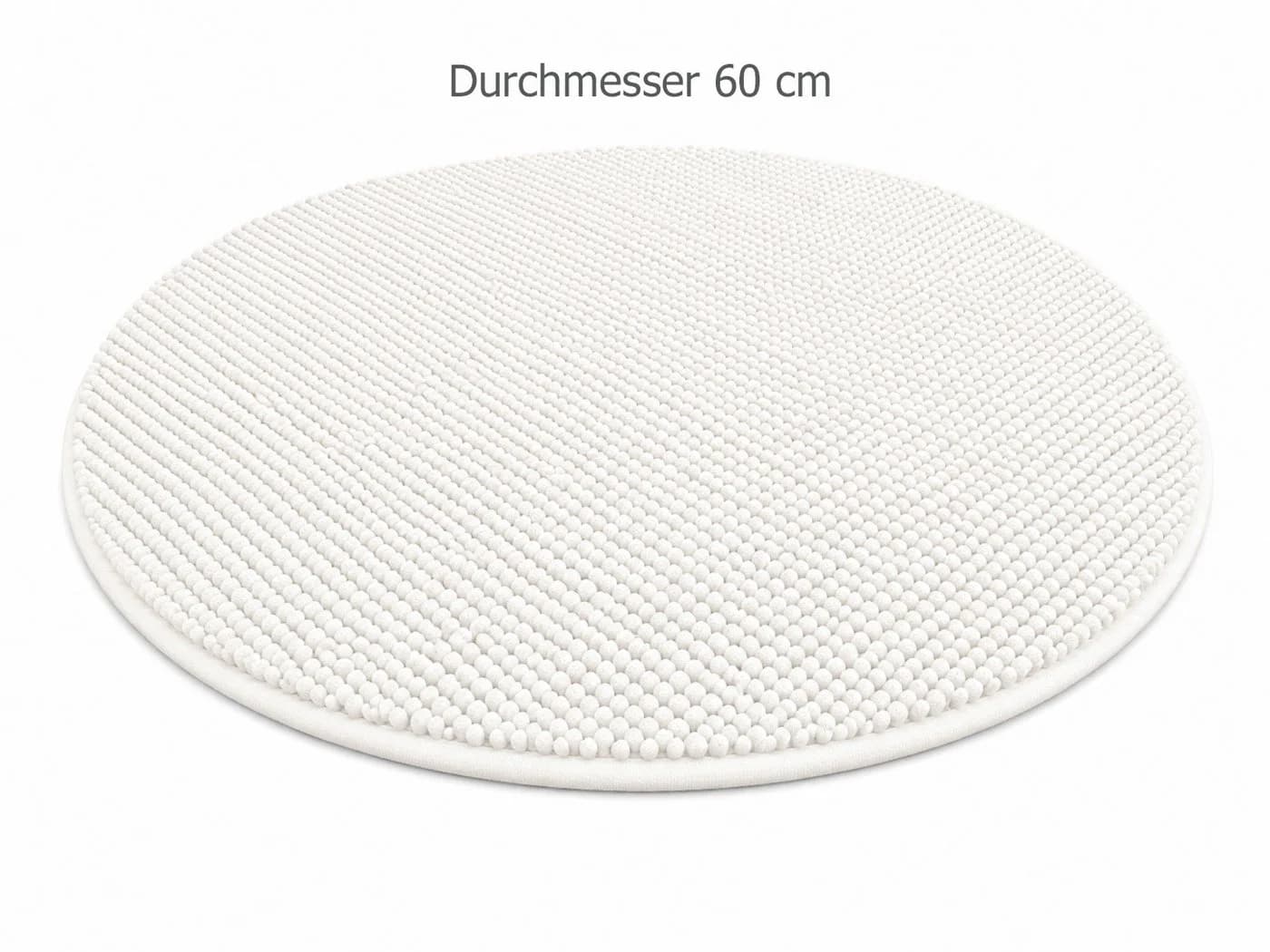 heimtexland Badematte Chenille Rund 60 cm Beige Rutschfest - Bild 3