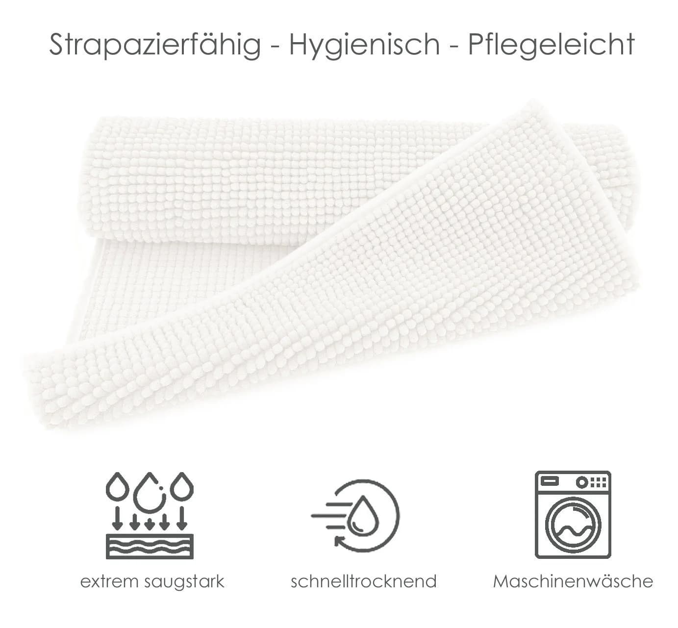 heimtexland Badematte Chenille Rund 60 cm Beige Rutschfest - Bild 5