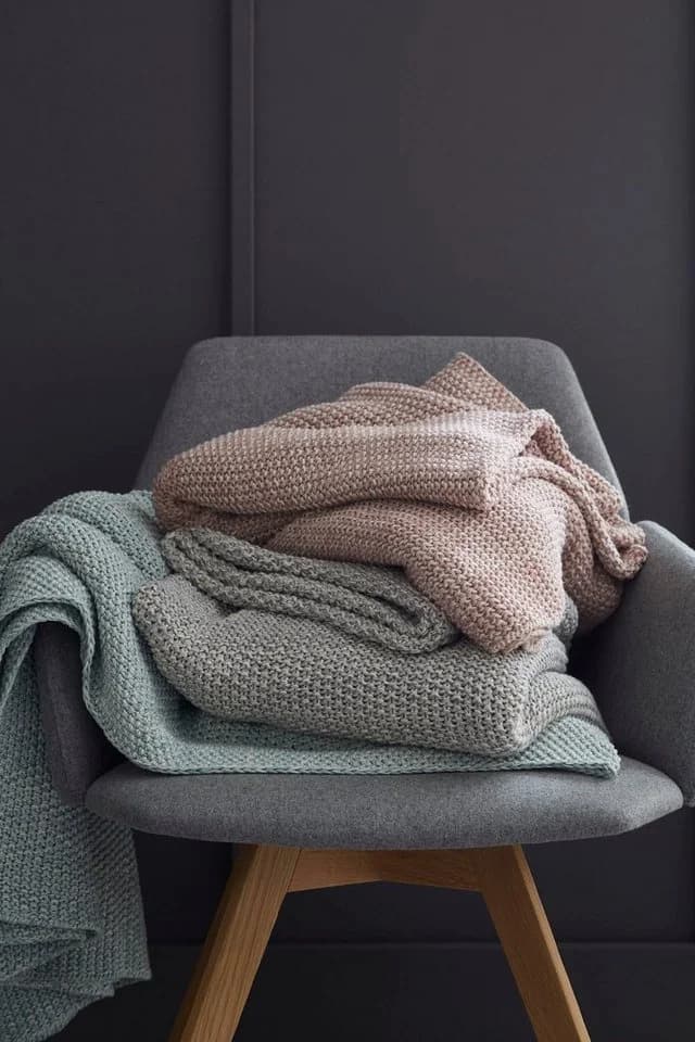 SCHÖNER WOHNEN Wohndecke Melange Rosa Creme Baumwolle