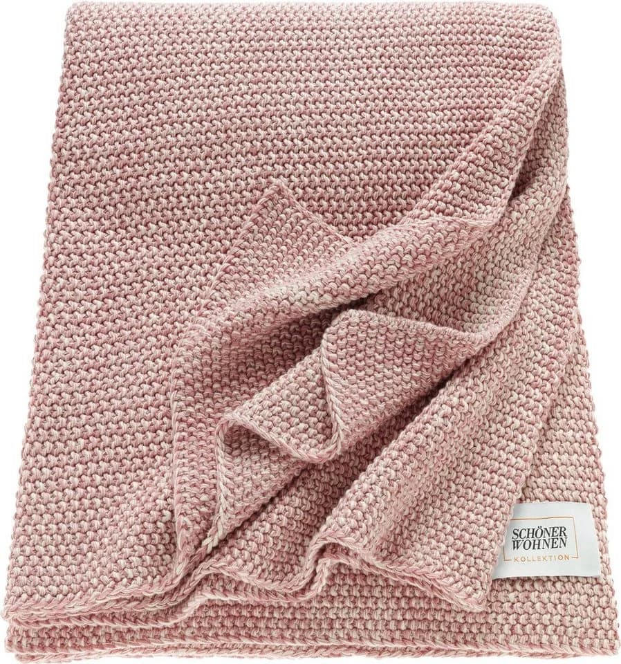 SCHÖNER WOHNEN Wohndecke Melange Rosa Creme Baumwolle - Bild 2
