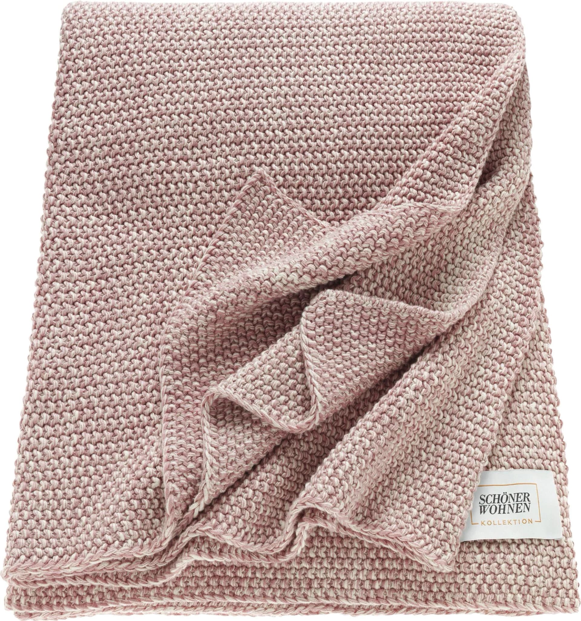 SCHÖNER WOHNEN Wohndecke Melange Rosa Creme Baumwolle - Bild 4