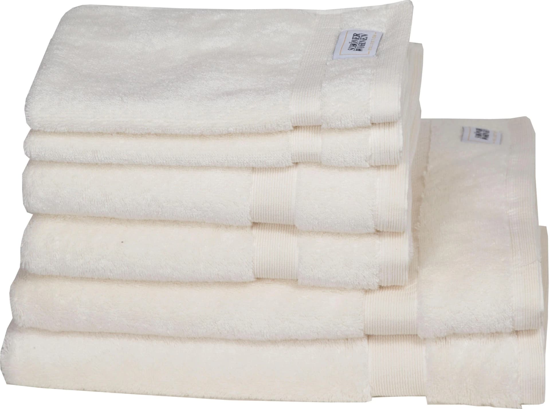 SCHÖNER WOHNEN Handtuch Set Cuddly 6-tlg. Weiß Frotteevelours Baumwolle