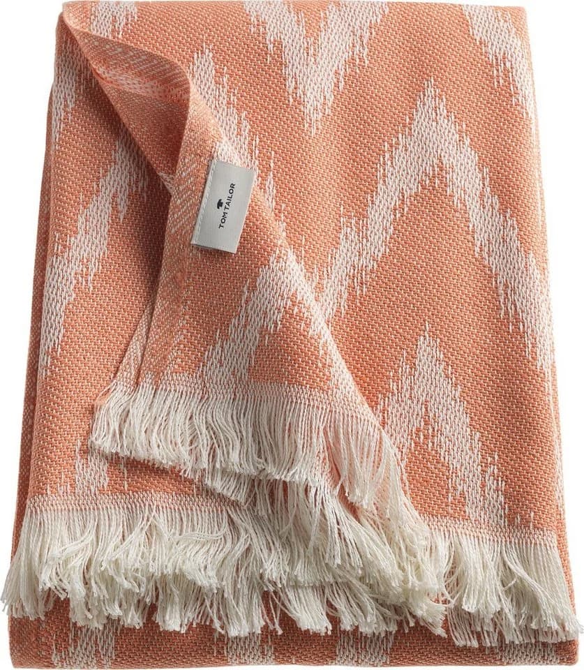 TOM TAILOR HOME Wohndecke Zig Zag Orange/Braun Fransen - Bild 2