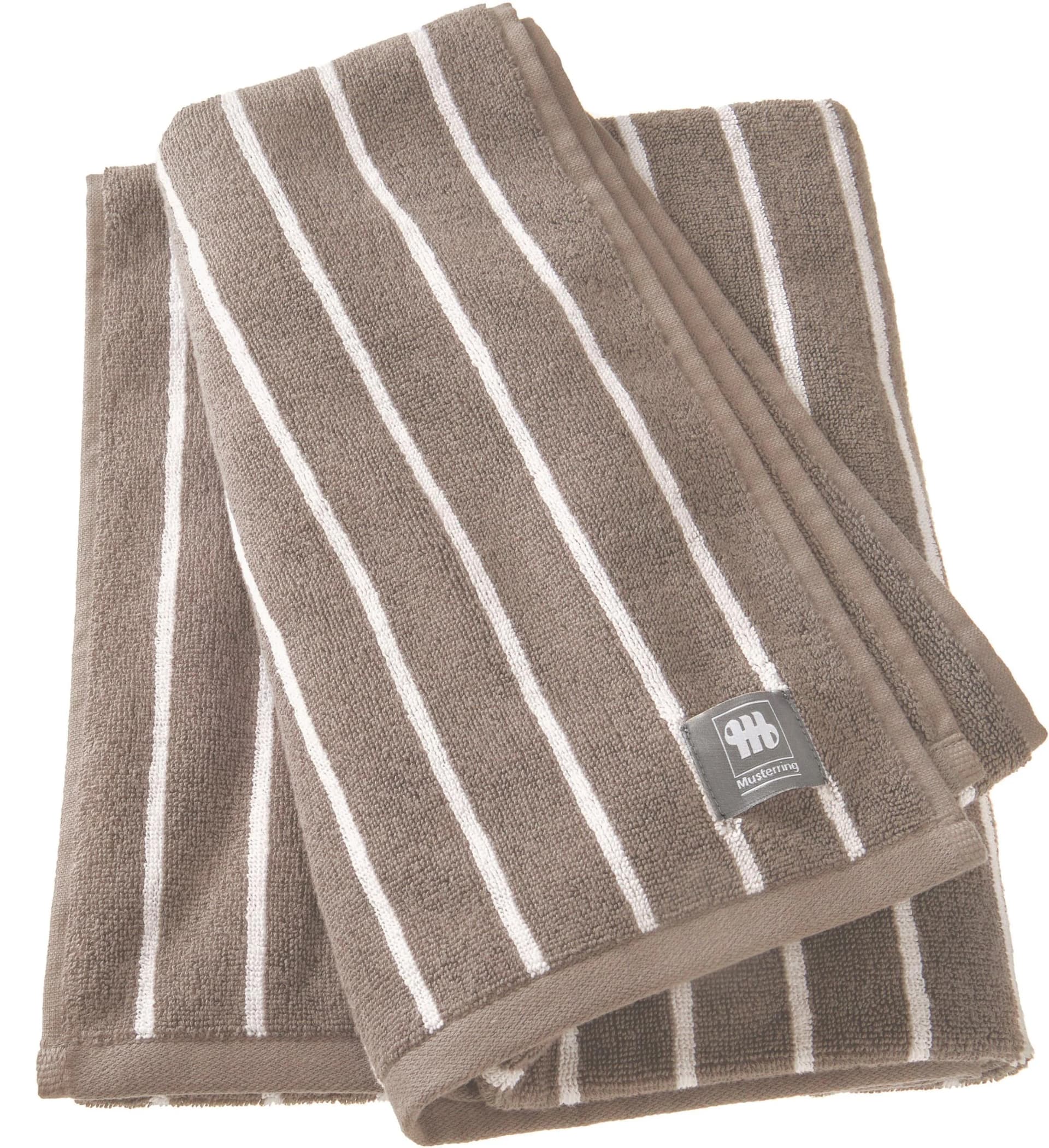 MUSTERRING Badetuch Needlestripe Grau Jacquard Baumwolle
