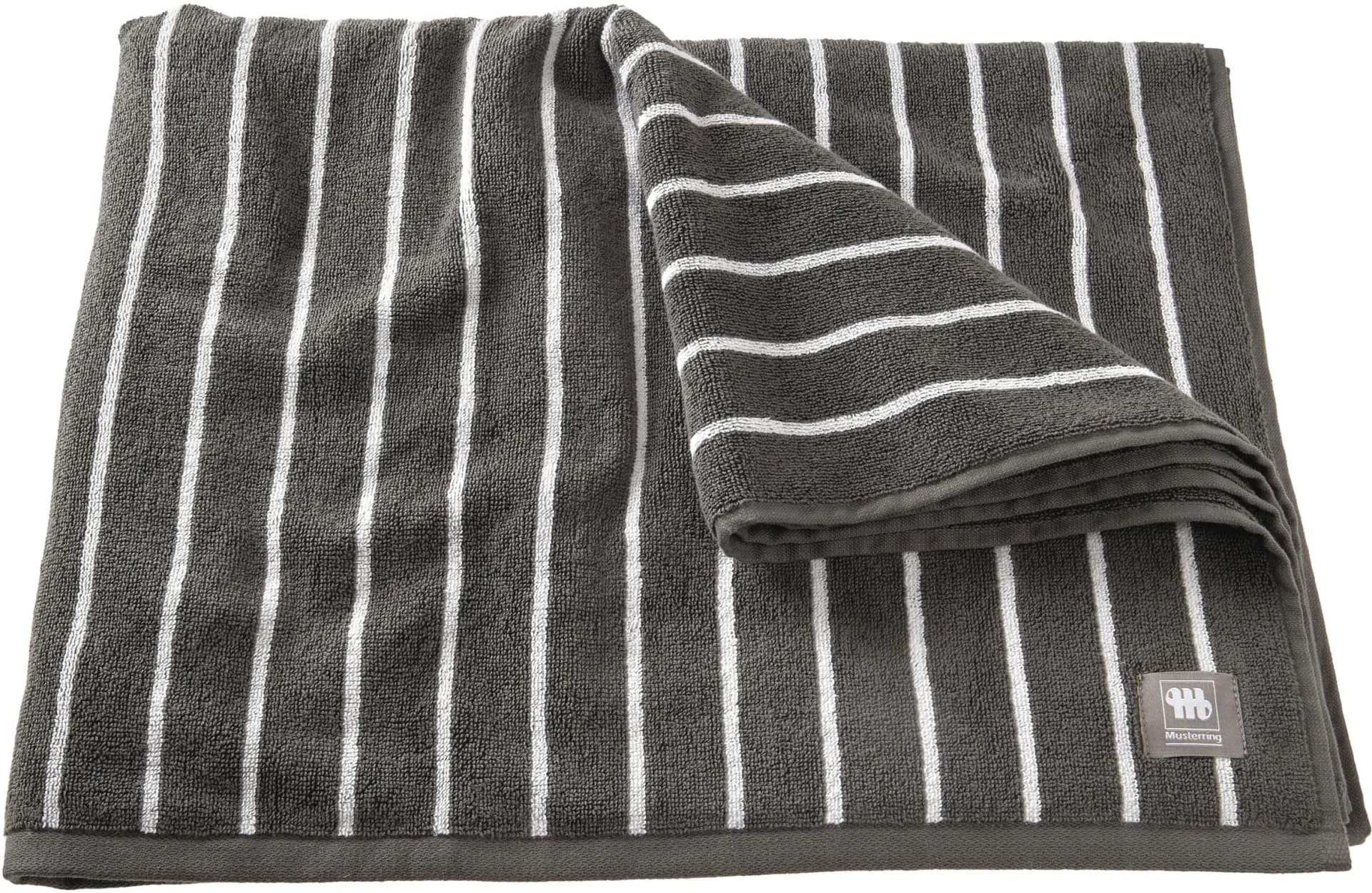 Musterring Badetuch Needlestripe Grau Jacquard Baumwolle