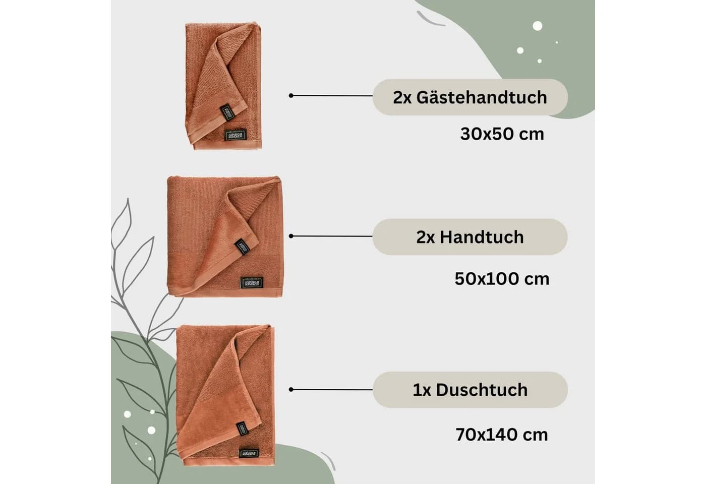 SCHÖNER WOHNEN-Kollektion Handtuch Set SENSE 5er Set Rost