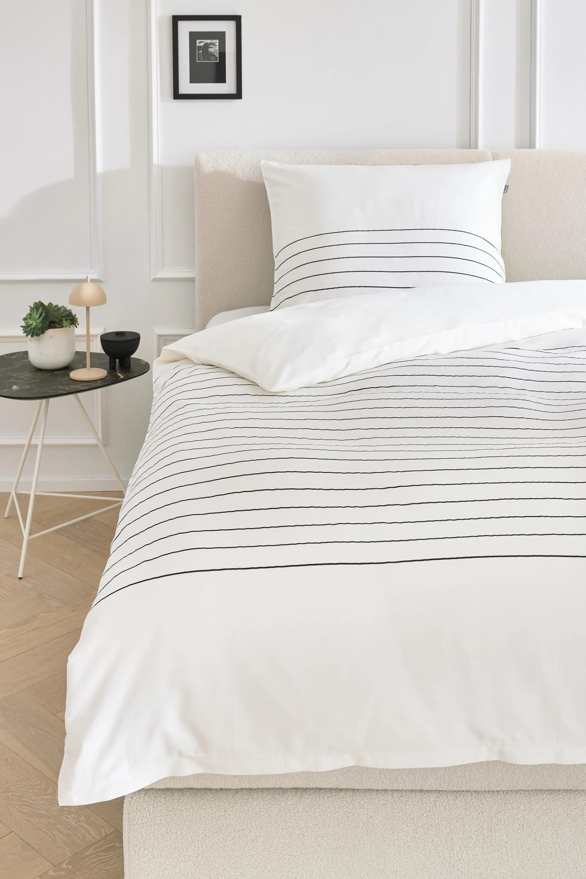 Wendebettwäsche MUSTERRING Simple Weiß 60% Baumwolle 40% Lyocell
