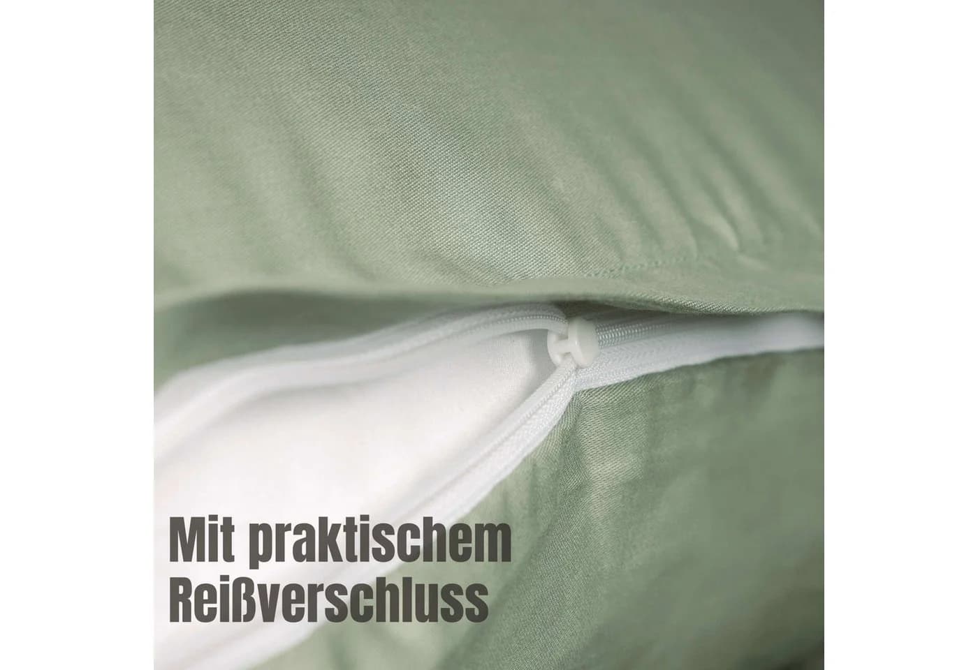 SCHÖNER WOHNEN-Kollektion PLAIN Satin Bettwäsche 2-teilig Grün Baumwolle - Bild 3