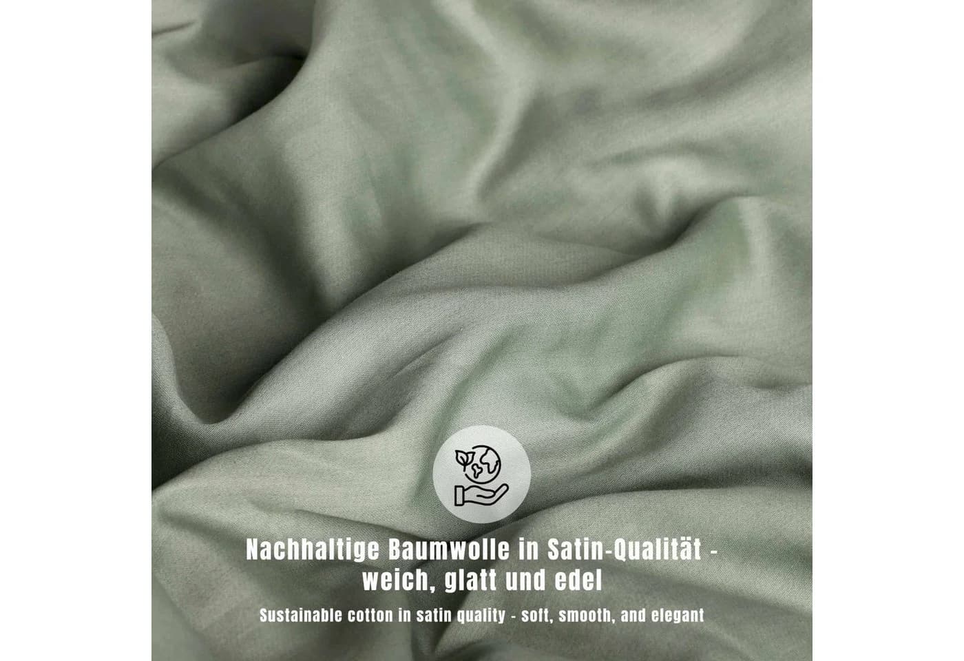 SCHÖNER WOHNEN-Kollektion PLAIN Satin Bettwäsche 2-teilig Grün Baumwolle - Bild 5