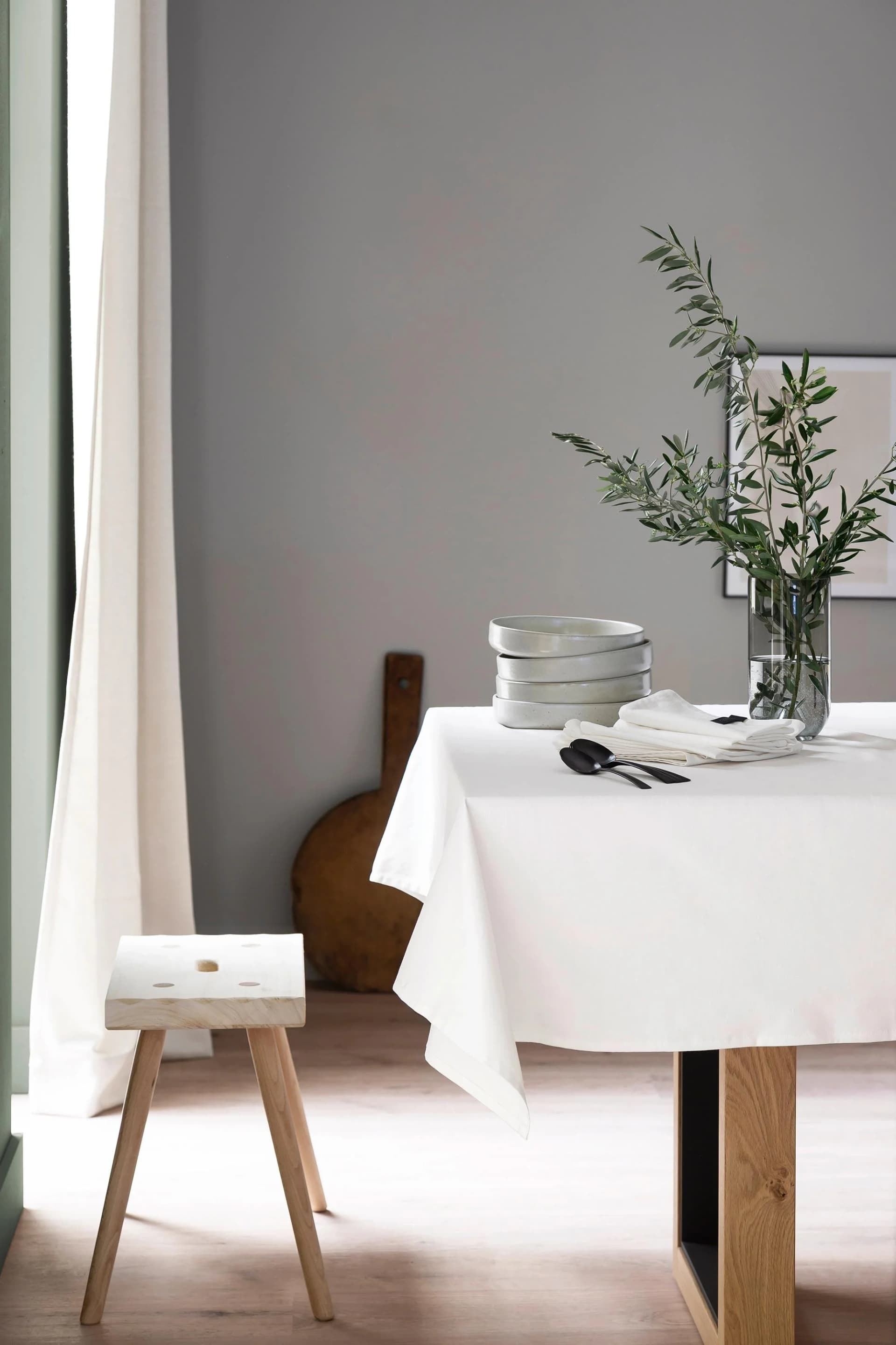 Tischdecke "Base" Creme 100% Baumwolle SCHÖNER WOHNEN