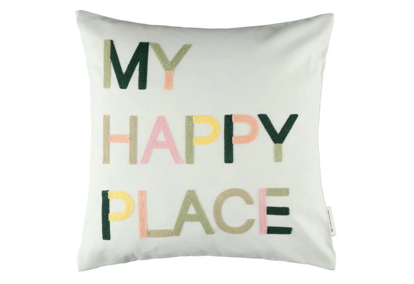 Tom Tailor HOME Kissenbezug Happy Weiß mit Schriftzug - Bild 2