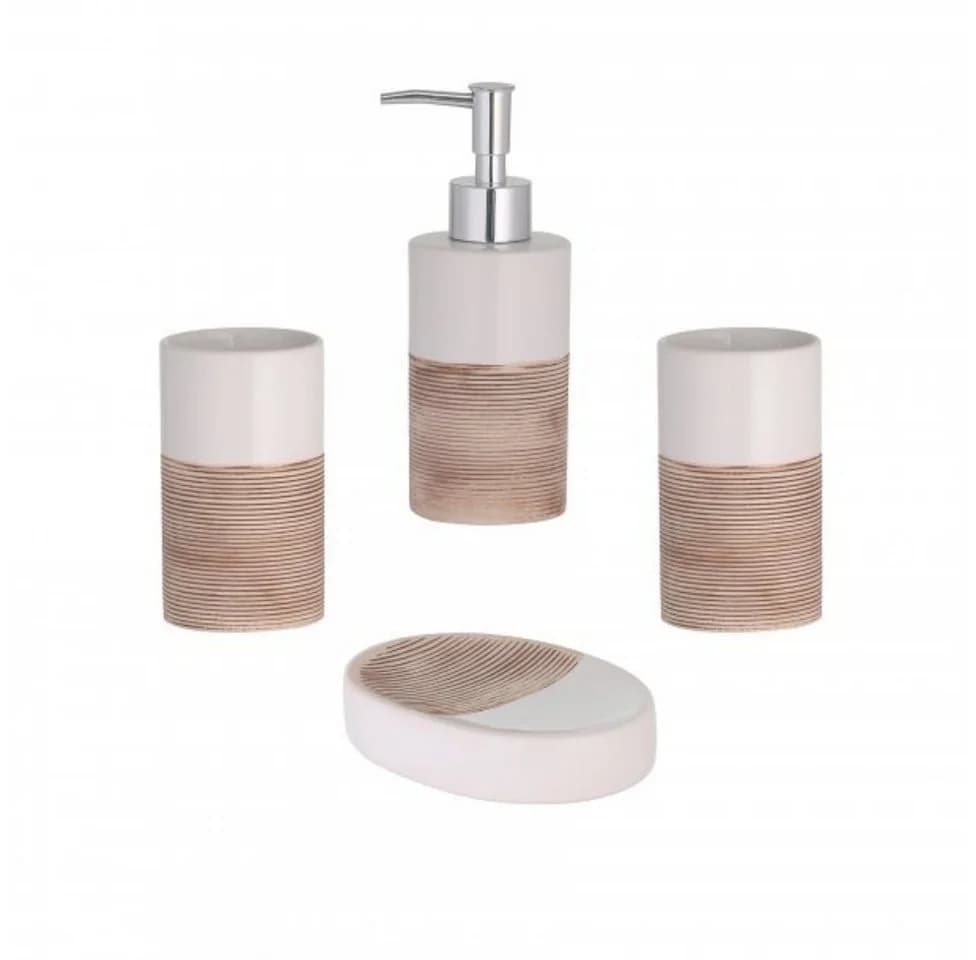 axentia Badaccessoire-Set Rimini 4-teilig Beige