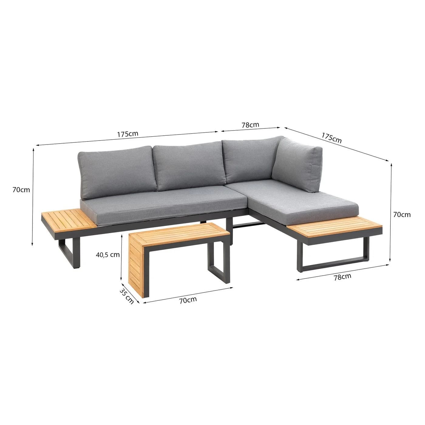 Greemotion Gartenlounge-Set Samara Anthrazit/Teakholz mit Kissen & Tisch - Bild 4