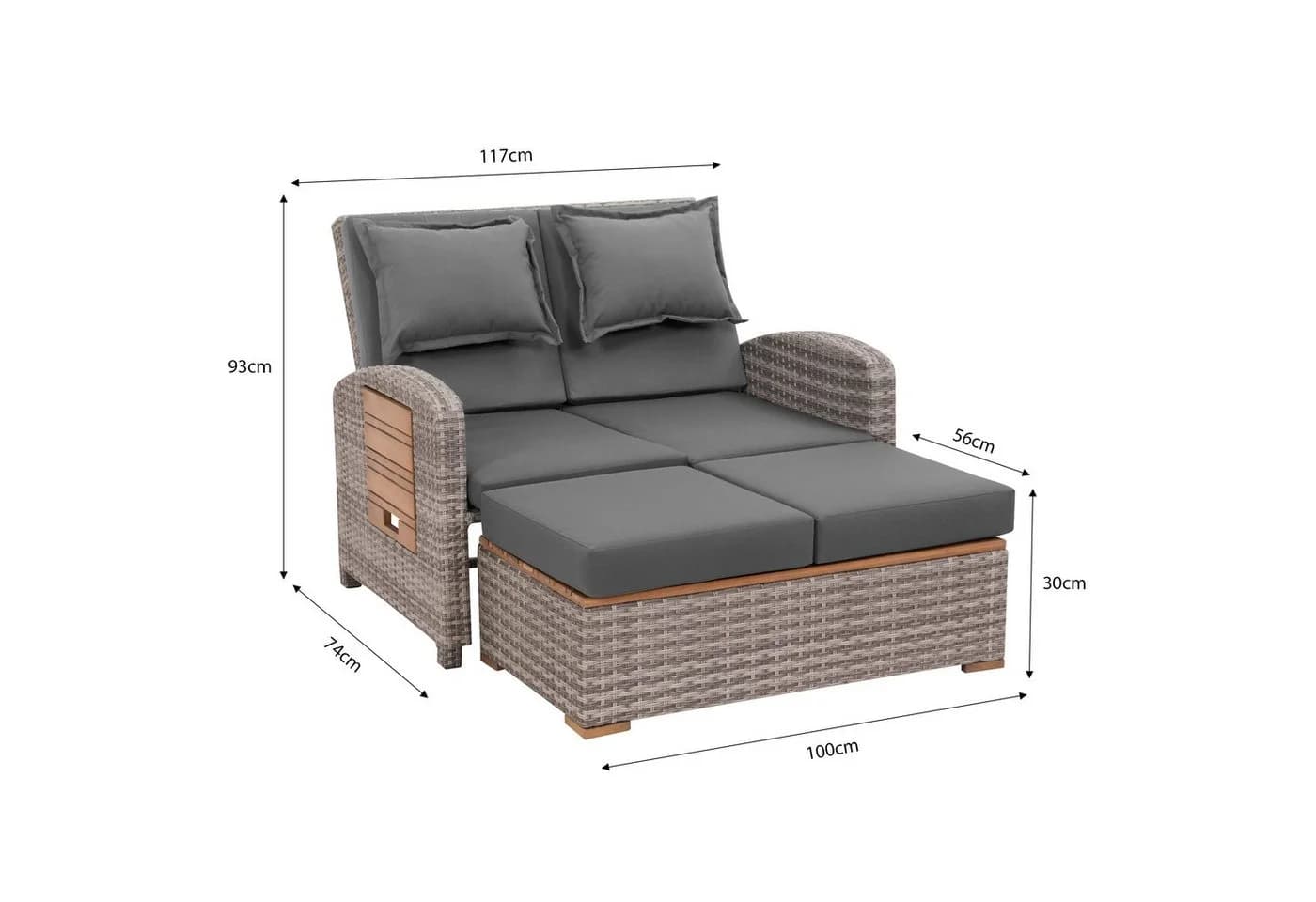 Loungegarnitur 2-teilig Bahia Tobago Holz/Metall mit Kissen - Bild 2