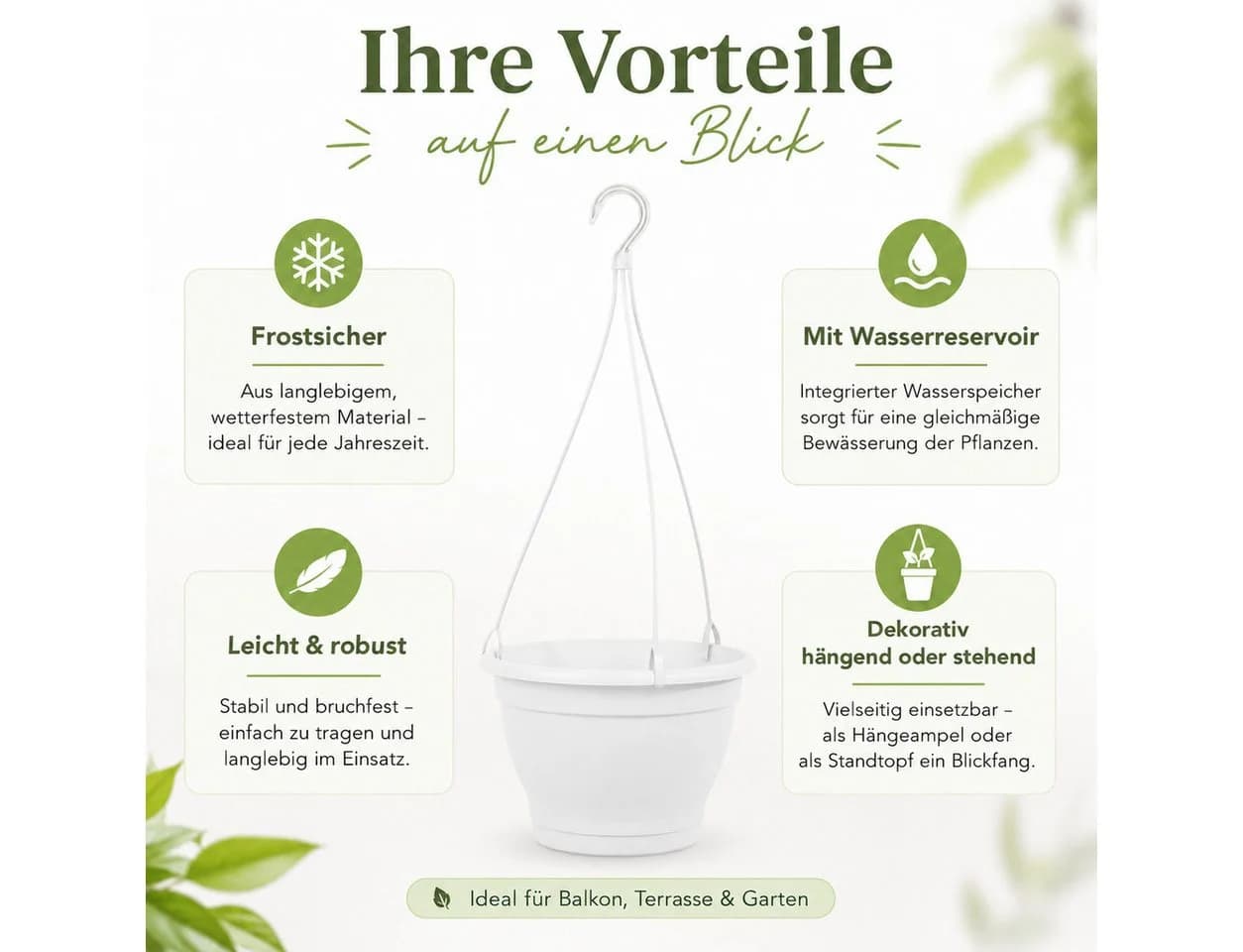 Testrut Hängeampel Lea Weiß Frostsicher Kunststoff - Bild 3