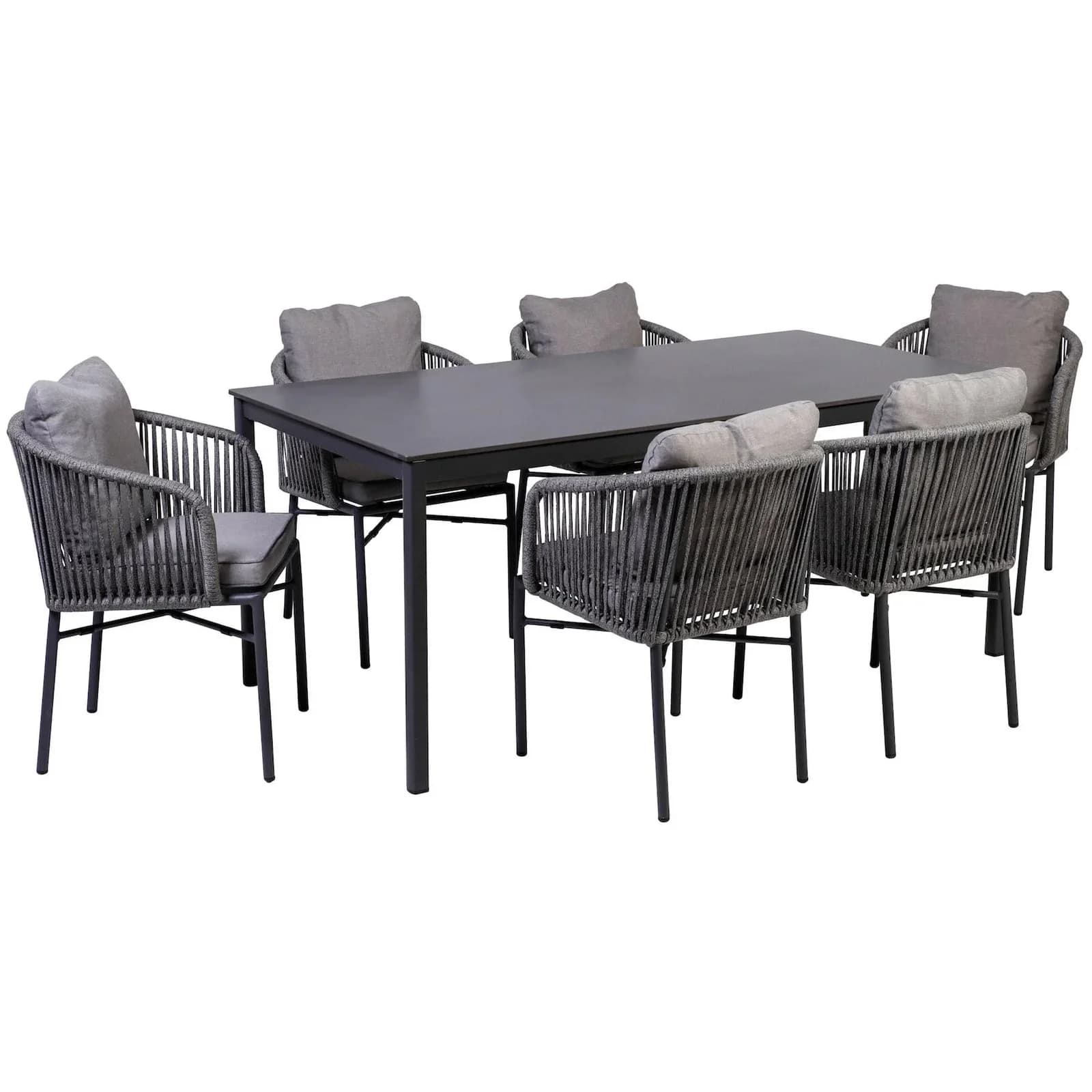 Greemotion Esstisch-Set Calgary 7-teilig Anthrazit/Silber-Grau