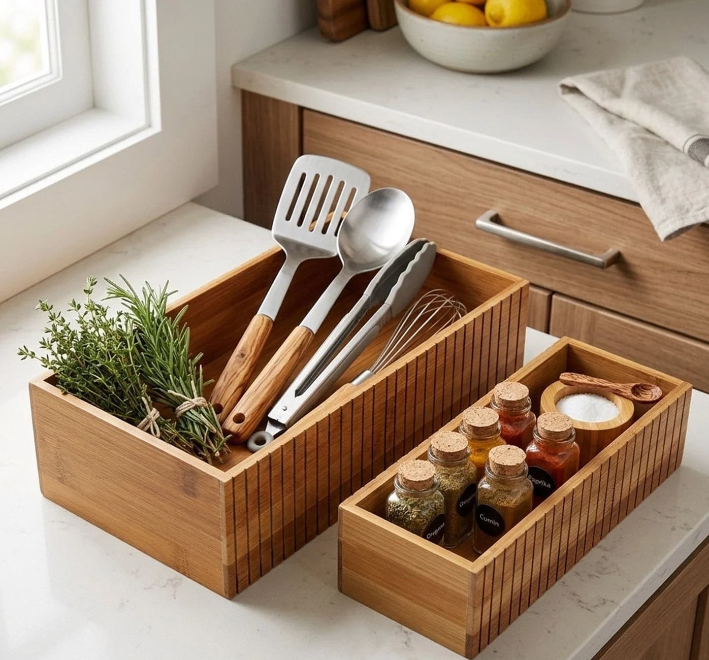 Axentia Küchenorganizer-Set Dima 2-tlg. Braun Bambus - Bild 5