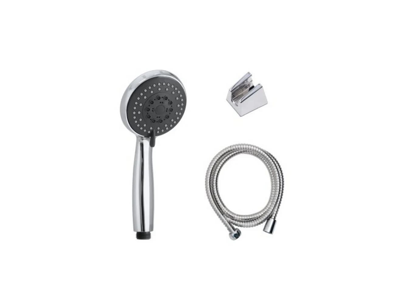 Axentia Duschbrause 3-teilig Set mit 5 Funktionen & Wandhalterung Silber