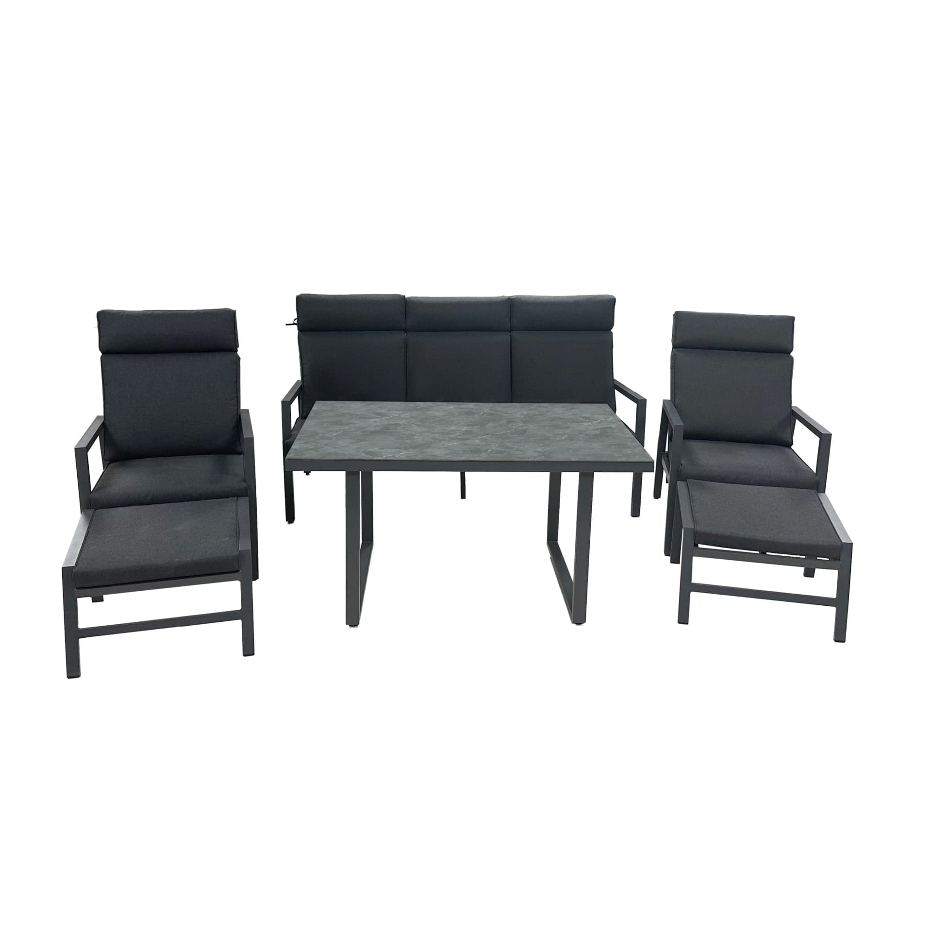 Greemotion Sitzgruppe Canberra Aluminium 6-tlg. mit Hocker
