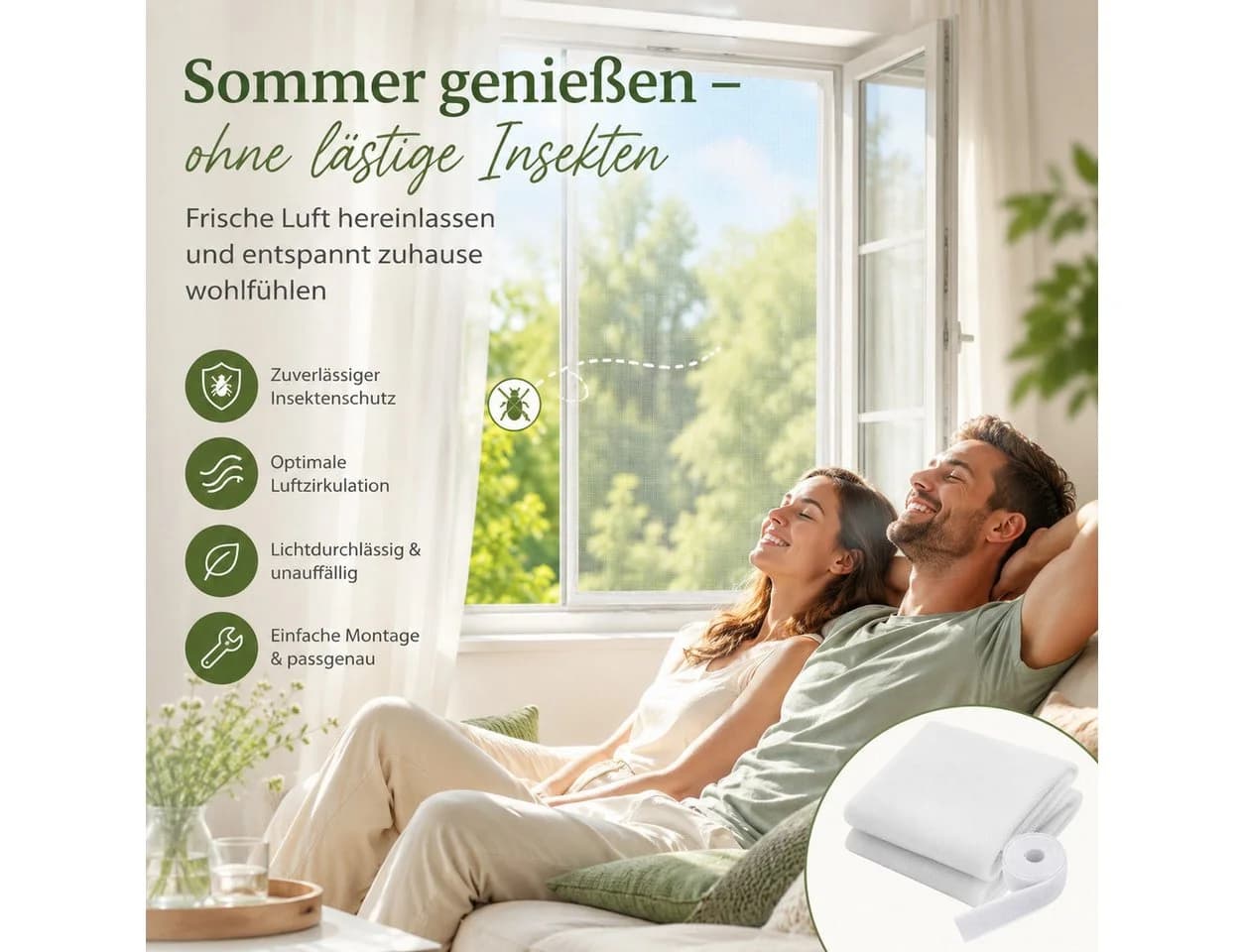 Testrut Fliegengitter-Gewebe mit Klettband Weiß - Bild 4