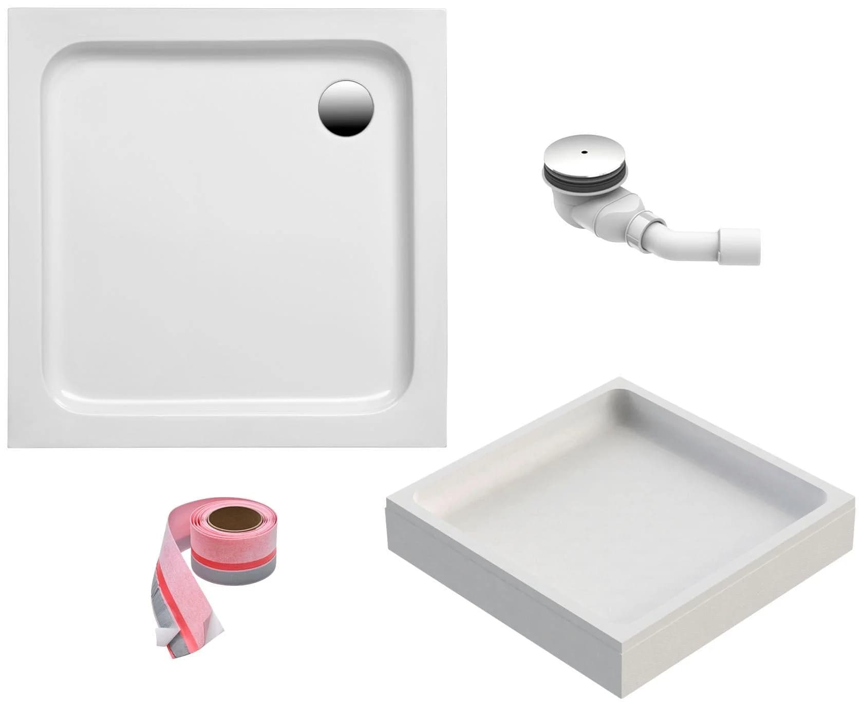 OTTOFOND Duschwanne Quadratisch 90x90x6 cm Sanitäracryl Weiß