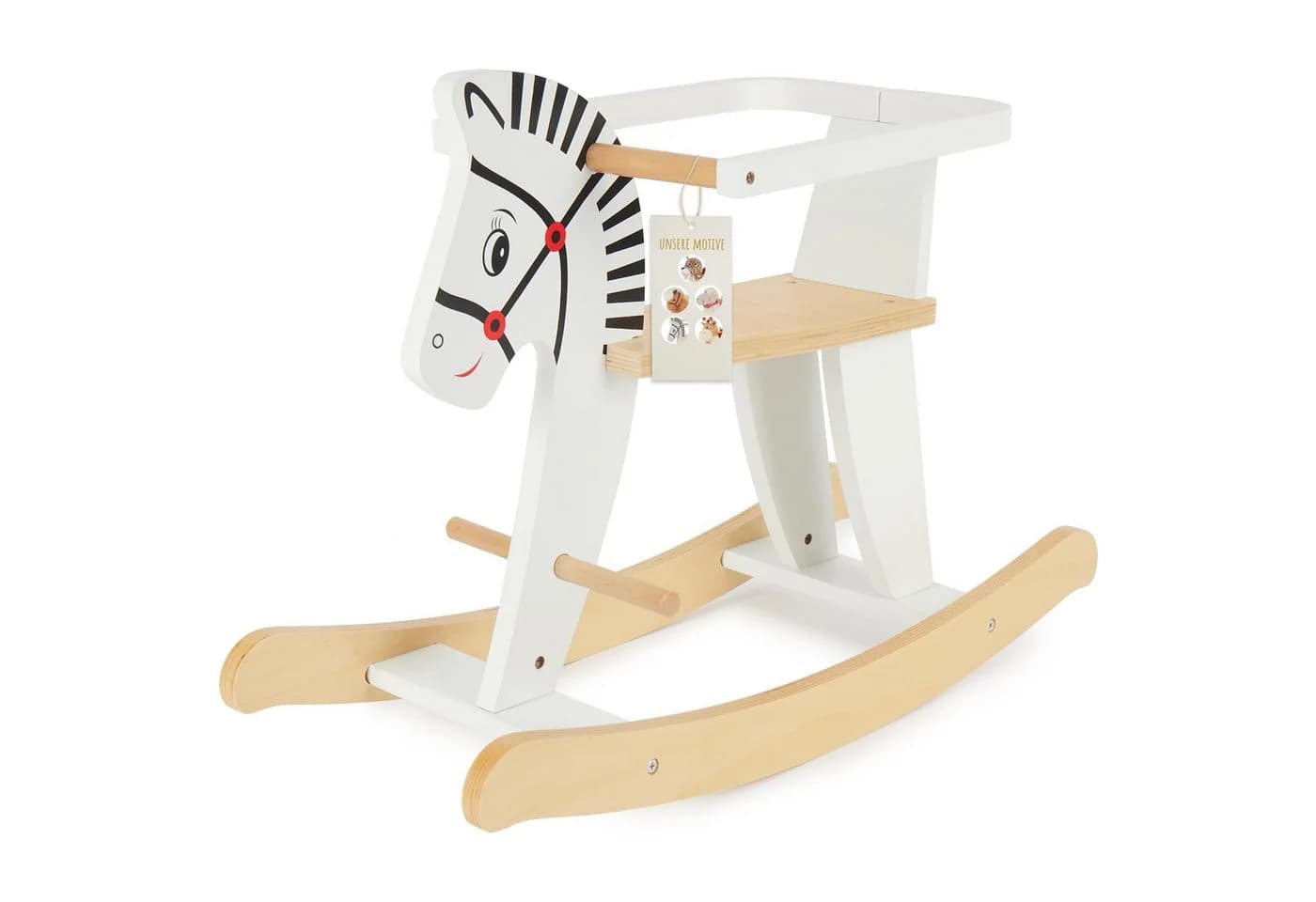 BIECO Schaukeltier Weiß Zebra Design Holz - Bild 2