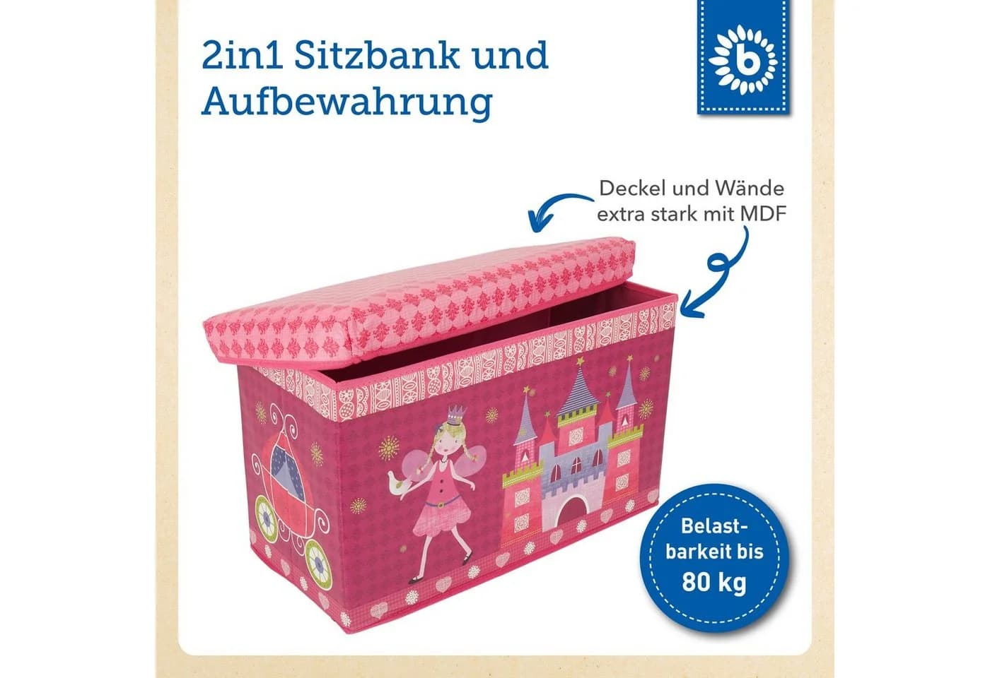 BIECO Spielzeugtruhe 60L Rosa Kunststoff - Bild 4